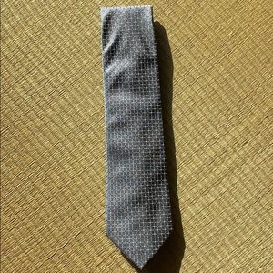 Geoffrey Beene Silver Checkered Silk Tie